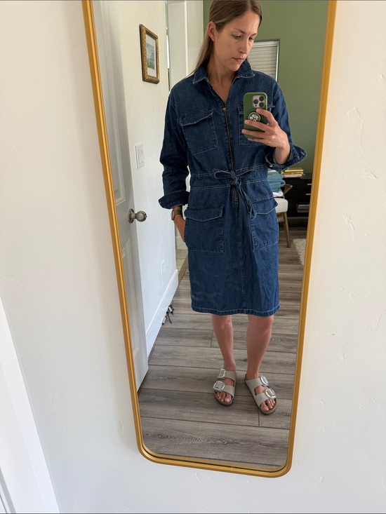 J. Crew Dresses & Skirts - J. Crew Dark Blue Denim Utility Dress with Drawstring